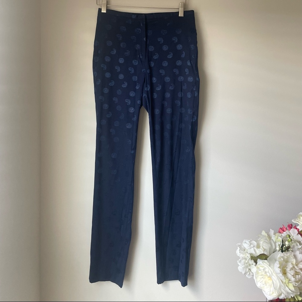 Vintage Esprit de Corp Blue Polka Dot Paisley Pants Size 7/8